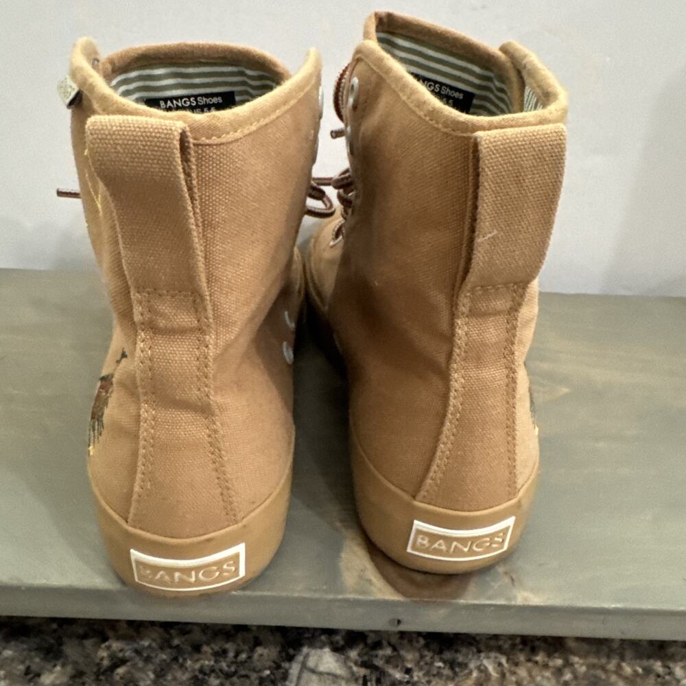 Women's Tan High-Top Canvas Sneaker Boots - Picture 9 of 16
